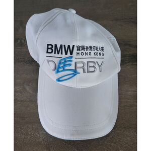 BMW Derby Hong Kong Racing Hat Baseball Cap White blue black silver logo EUC